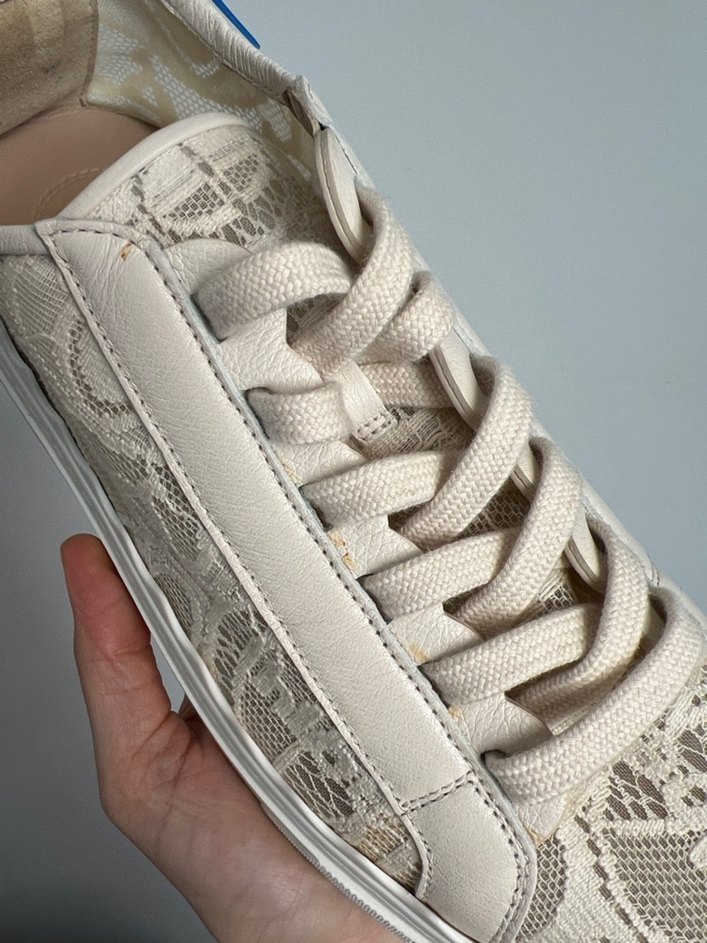 Worn 1x CHLOE Lauren lace mesh sneaker in light beige ecru romantic round toe 40 - Picture 16 of 16